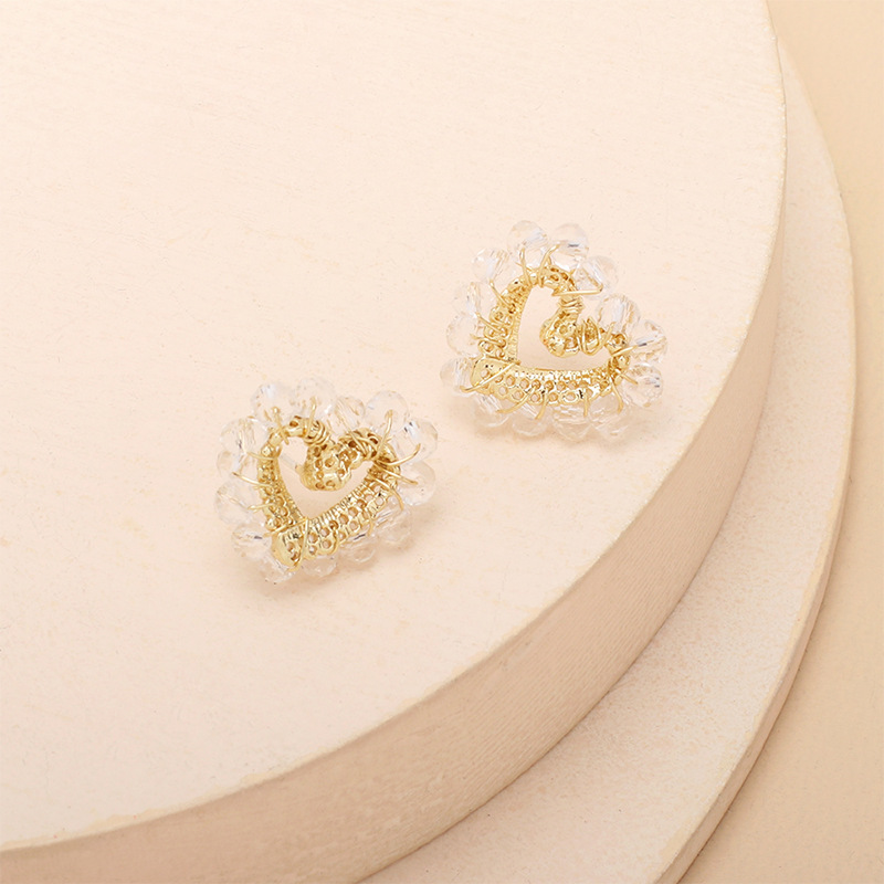retro crystal heart shape earrings wholesale