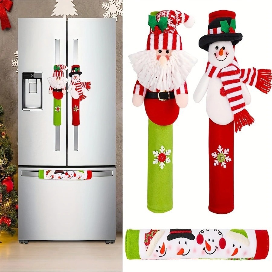 Guantes de mango para microondas/horno navideños, diseño de muñeco de nieve/Papá Noel, funda protectora