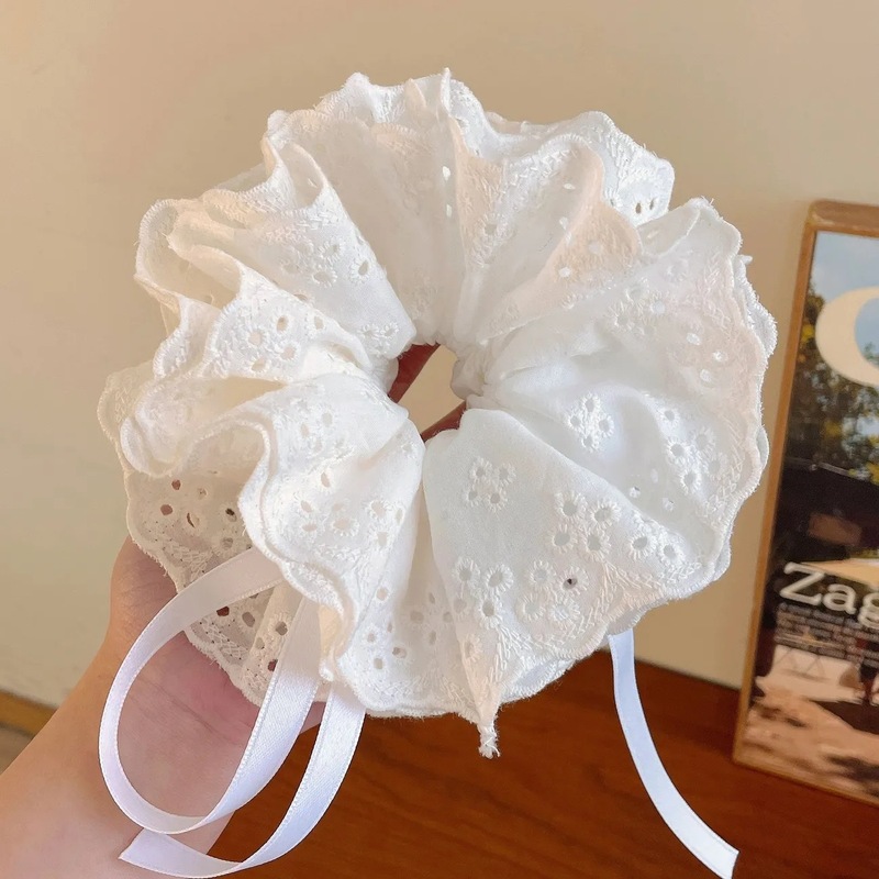 甜美清新蝴蝶结大肠发圈蕾丝花边新款马尾发绳少女头绳发饰批发|undefined