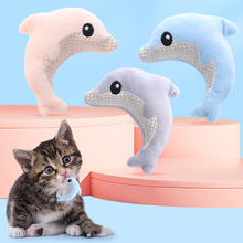海洋生物毛绒玩具海豚抱枕批发宠物玩具礼物小猫咪猫薄荷自嗨玩具