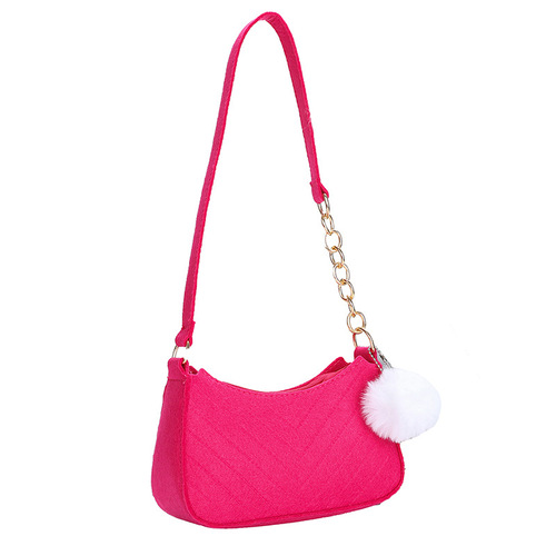 Foreign trade trendy casual fur ball women's bag  fresh retro crossbody bag temperament fashion single shoulder foreign style small square bag
