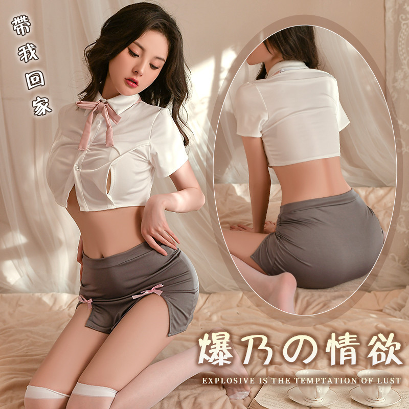 Fan Lei Scheming Women's Breast-Exposing Sexy Preppy Style Sexy Intimates Sexy Uniform Short Skirt Pajamas Temptation Suit 726