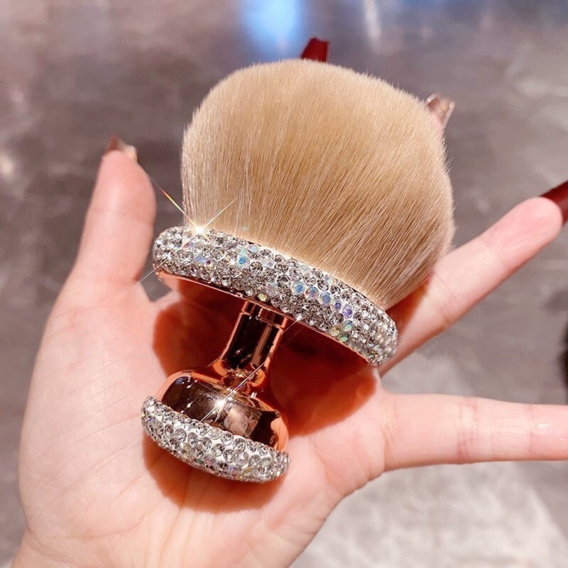 Cross-Border Hot-Selling Large High-Quality Powder Blush Brush with Rhinestones, Nail Art Dust Brush, Mushroom Head Soft Bristle Makeup Brush Cross-Border Hot-Selling Large High-Quality Powder Blush Brush with Rhinestones, Nail Art Dust Brush, Mushroom Head Soft Bristle Makeup Brush