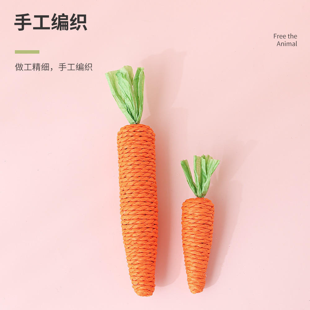 Nuevo producto de juguete para gatos, zanahoria, auto-odorante, rechinar los dientes, resistente a morder, juguetes de cuerda de papel, morderse, juguetes de agarre para gatos, suministros para mascotas