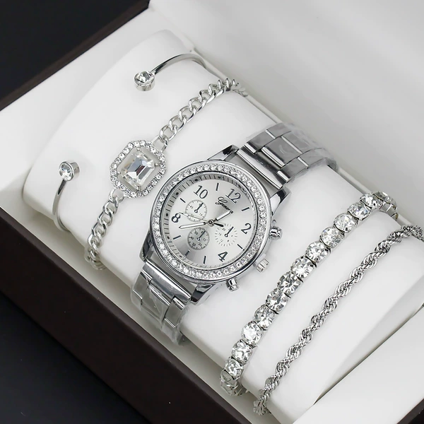 Silver watch, bracelet