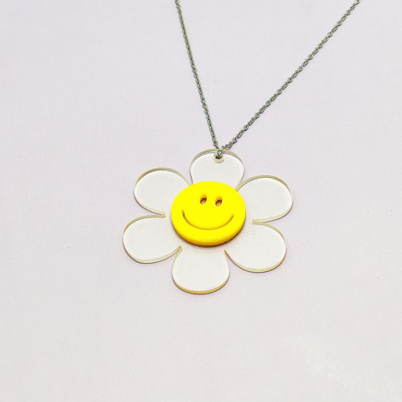 新しい二重層スプライシング、小さな新緑の花、誇張されたアクリルピースイヤリング、シルバーニードルイヤリング、イヤリング|undefined