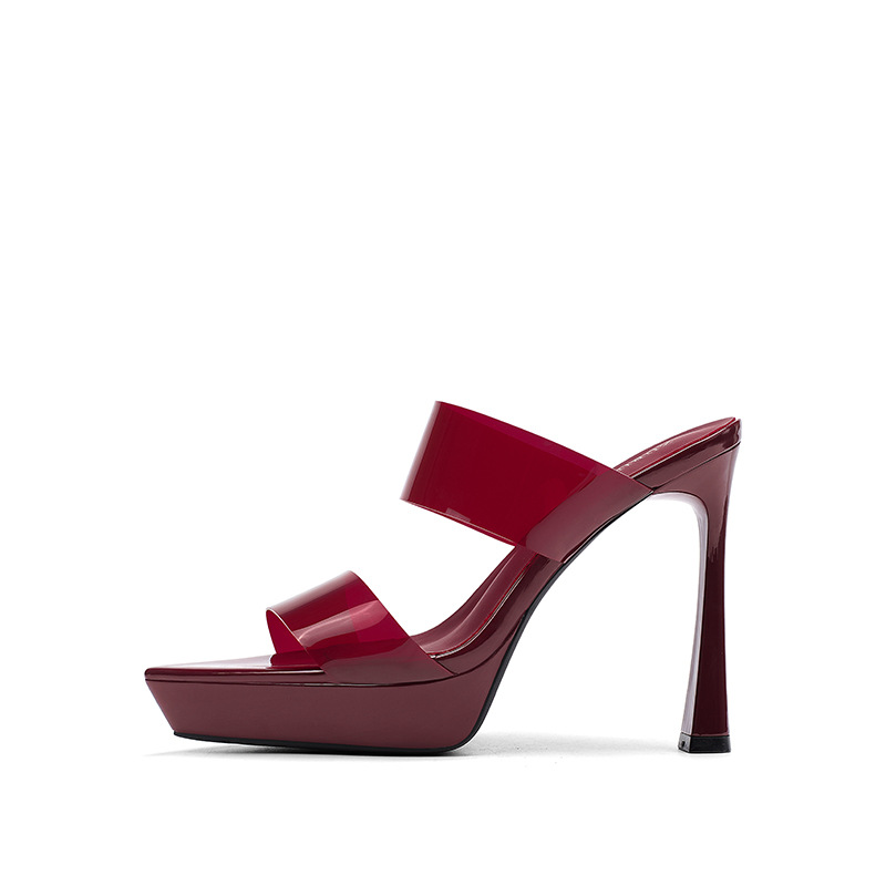 Sandal cao gót nữ hở mũi quai ngang đế platform gót 12 cm — Bạc-12cm