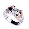 Golden platinum two-color ring with stone, pink gold, punk style