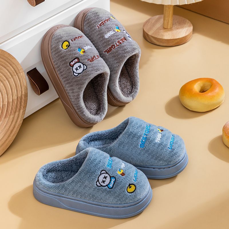 Otoño y invierno zapatillas de algodón para niños y niñas bebés en el hogar infantil invierno zapatillas de lana para niños padres e hijos mayores