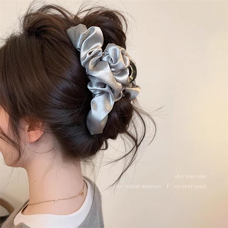 ファブリックプリーツクラウドグリッパー、ハイエンドグリッターバックヘアグリッパー、大型多用途シャーククリップヘッドジュエリー|undefined