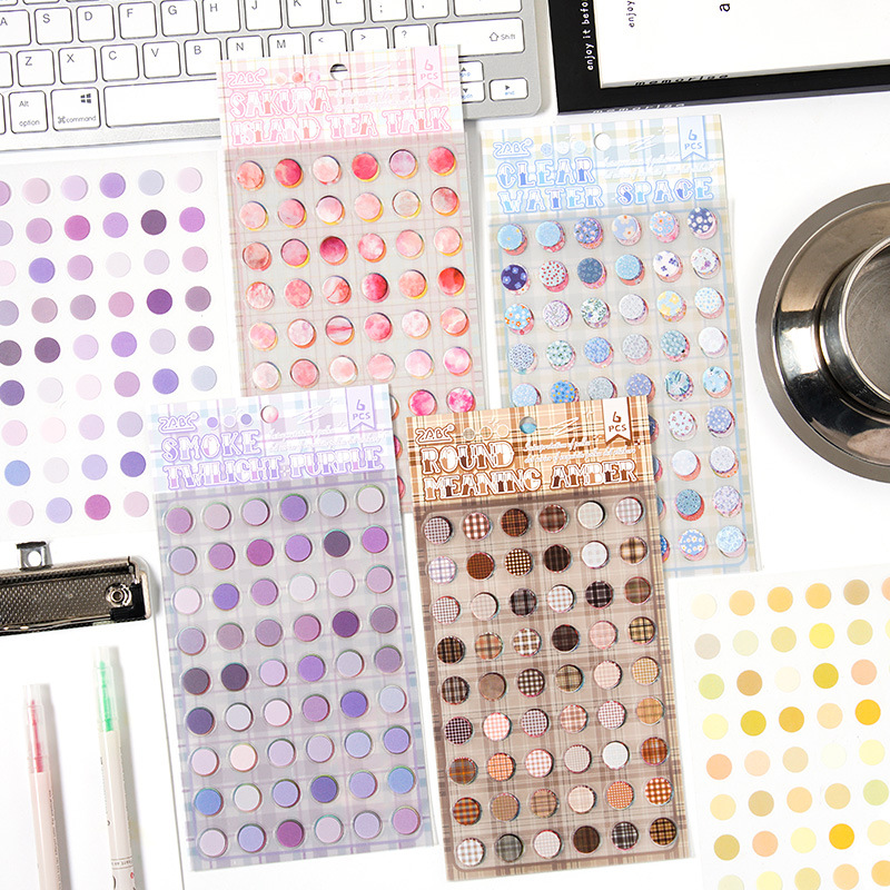 Serie de puntos de onda de interpretación en pegatinas de etiquetas de papel lindas y creativas de corte de matriz de mascota plana de material de contabilidad de mano pegatinas