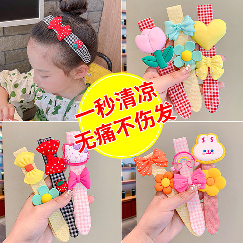 Children's summer Velcro headband hairband bangs broken hair sticker artifact female hairpin girl hairpin hairpin headband