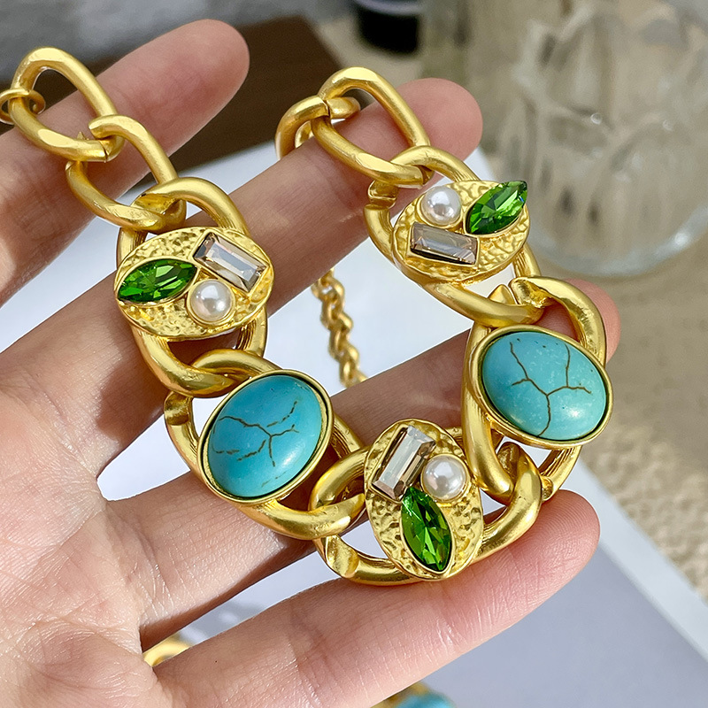 49g Weight Bracelets, Necklace Classification 1 Piece Quantity Holiday, Tea Party Occasion Artificial Crystal Material Geometric Pattern Women's Gender Classical, Retro Style Classical Retro Geometric Artificial Crystal Women's Bracelets Necklace 9