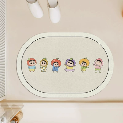 Mud Bathroom Mat, Water-Absorbent, Quick-Drying, Avtomobil döşəmə paspasları - fruit-shin-chan-4060-wear-resistant-and-dirt-resistant-diatom-mud