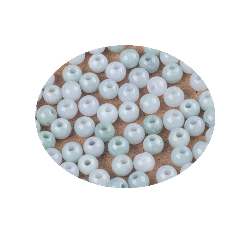 ミャンマー翡翠a品玉珠散珠氷種大穴玉diy部品ブレスレットネックレス6mm玉玉玉|undefined