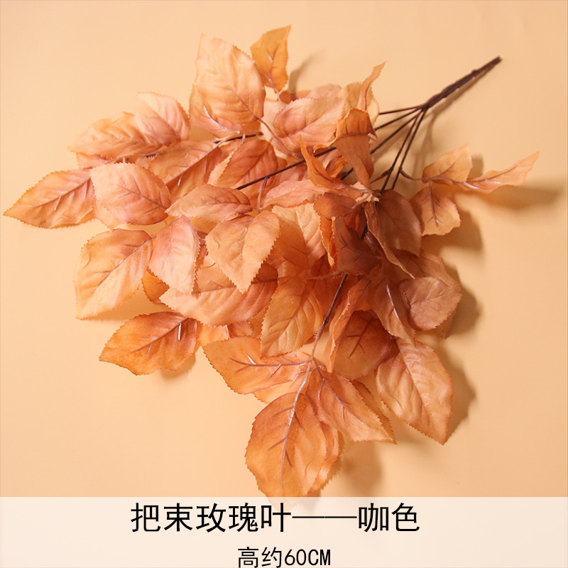 Hojas de rosa, hojas de simulación, bodas, arreglos florales, hojas de plantas, hojas falsas, diseño de paisajes de hoteles.