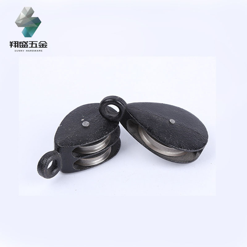 美式滑轮铸铁黑漆滑车配件农业钢丝绳滑轮建筑工程吊装专用