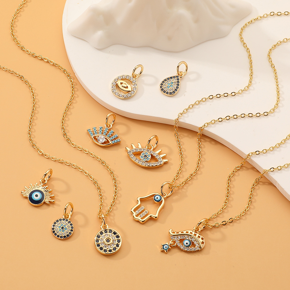 Fashion Geometric Copper Gold Plated Zircon Pendant Necklace