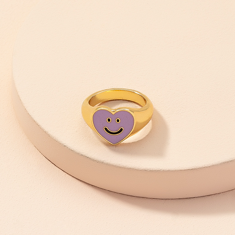 Nihaojewelry Wholesale Jewelry Simple Fashion Smiley Heart Alloy Ring display picture 5
