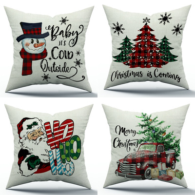 Amazon Flax Digital Transfer Pillowcase Christmas Halloween Pumpkin Festival decorate leisure time Cushion cover