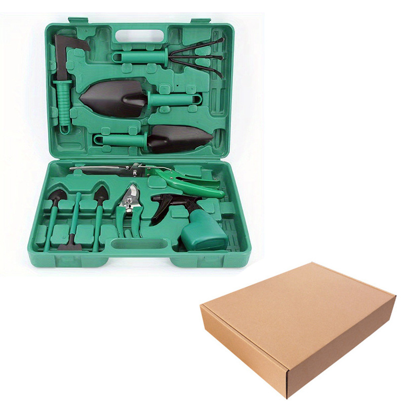 Juego de 10 piezas de jardinería verde (embalaje de cartón)