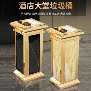 Hotel Trash Can Hotel Vertical Stainless Steel Lobby Commercial Bucket with Ashtray Corridor for Elevator Entrance