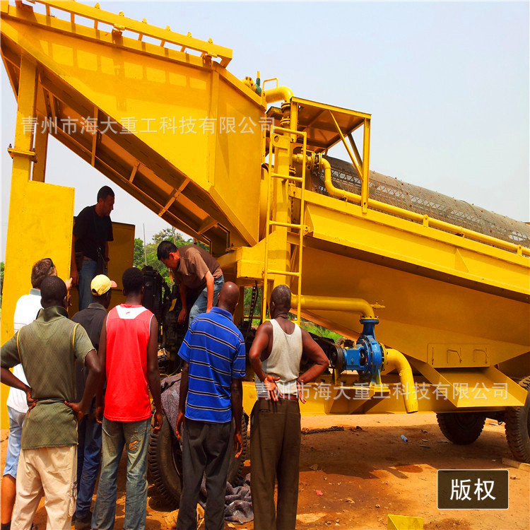 现货顺流槽移动淘金车 移动选金设备陆地淘金车 小型选金车厂家