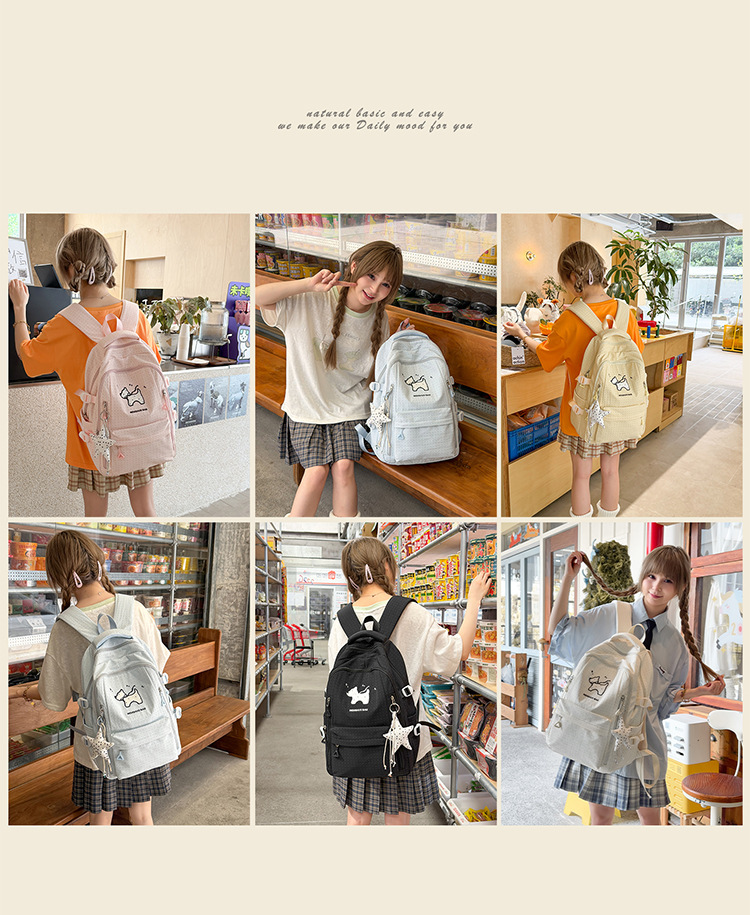 Herbst-Neukollektion Cartoon niedliche hochwertige Nylon großvolumige Rucksack für Schüler der Mittel- und Oberstufe Damen Pendler Doppelschulter-Rucksack