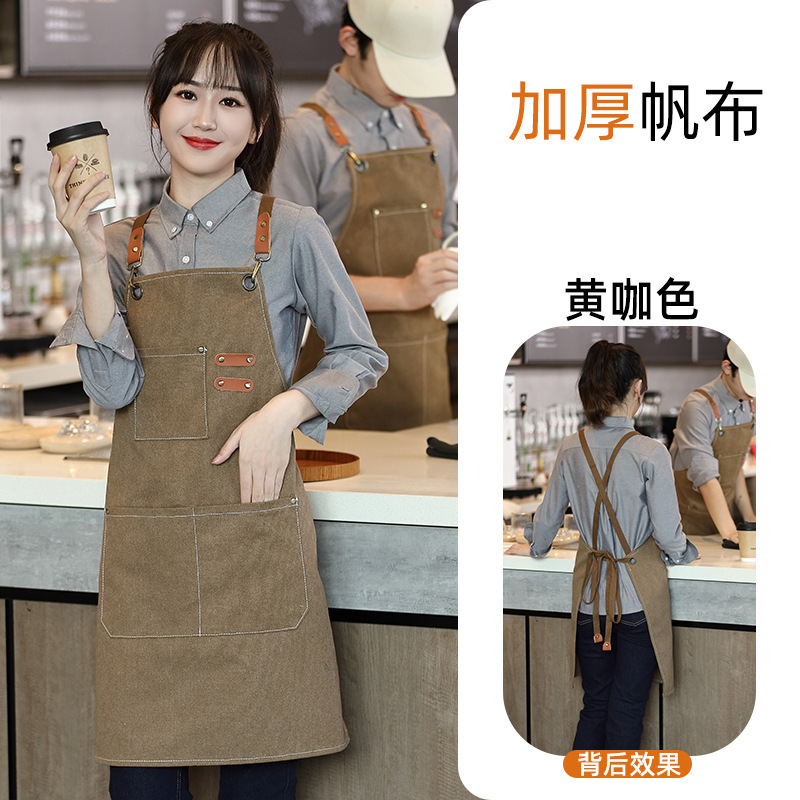 Gran por mayor delantal lienzo a prueba de aceite doméstico té de leche cafetería cocina horticultura ropa de trabajo impresión antisucia un lote