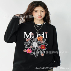 2025新款印花现货韩国潮牌Mardi卫衣女小雏菊圆领上衣一件代发