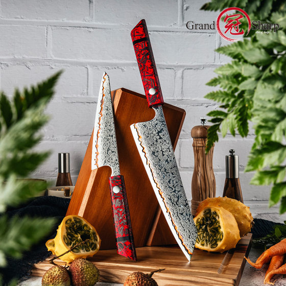 55-layer copper core Damascus steel cutting knife multimeter main chef special knife cutting meat cutting knife sharp new