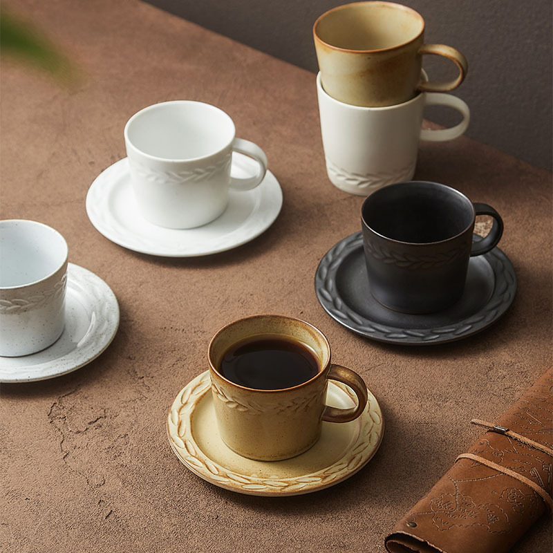 Juego de tazas y platillos de café retro francés, esmalte de horno, taza de té de la tarde de estilo nórdico, taza de té negro de diseño, taza de agua de alta gama