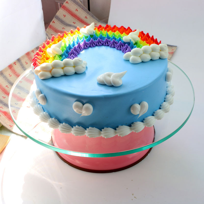 蛋糕旋转盘玻璃裱花台生日蛋糕转盘转台花工具套装防滑垫家用12寸