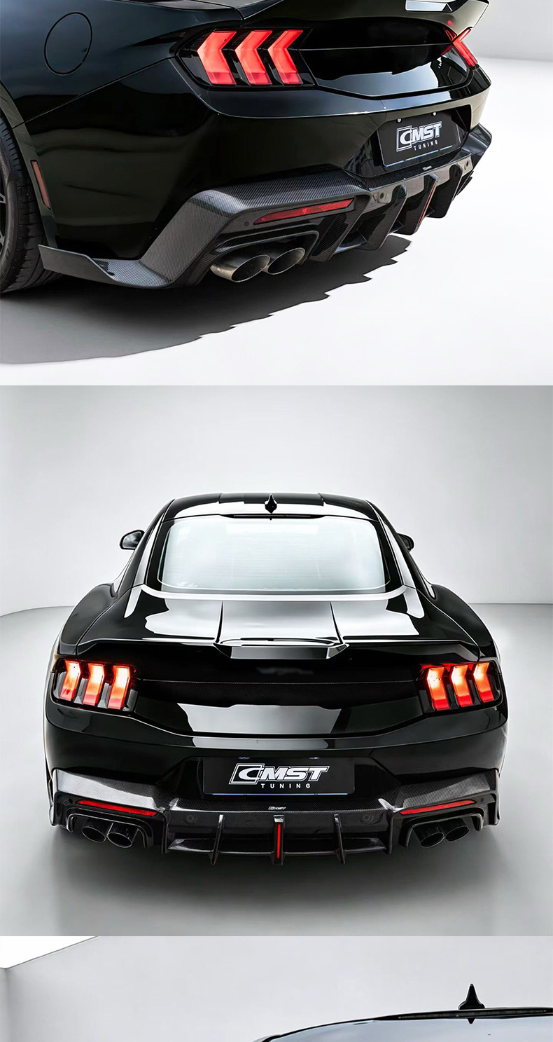 Suitable for Ford Mustang modifications: CMST carbon fiber front splitter, rear lip, side skirts, wind deflectors, hood, and fender flares