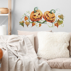 外貿萬聖節南瓜葉子臥室客廳玄關家居裝飾牆貼貼紙自粘批發跨境
