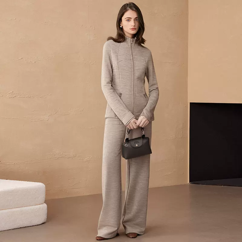 2025春秋休闲裤可机洗全毛长直筒裤通勤绵羊毛弹力裤子百搭女装