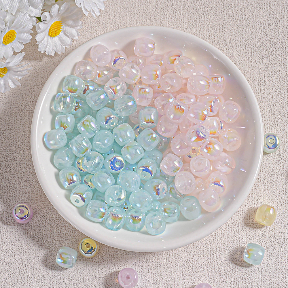 30 colores AB hilo de niebla transparente nube niebla a través del agujero cuentas de muelle cuentas de bricolaje cadena de teléfono móvil material de cuentas cilíndricas