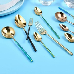 レオンマヤハート型デザイン幻彩金洋食食器儀式感ステーキナイフフォークスプーンデザートスプーン可レーザー