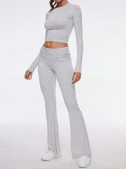 336g Weight Long Sleeve Sleeve Length Spandex, Polyester Fabric Type Pant Co-ord Set Sets Type 2 Pieces Set Quantity Holiday, Daily Occasion Round Neck Neckline Slim Fit Type Solid Color Pattern Summer, Spring Season Women's Gender Streetwear Style Holiday Daily Women's Streetwear Solid Color Spandex Polyester Pant Co-ord Set Pants Sets 20