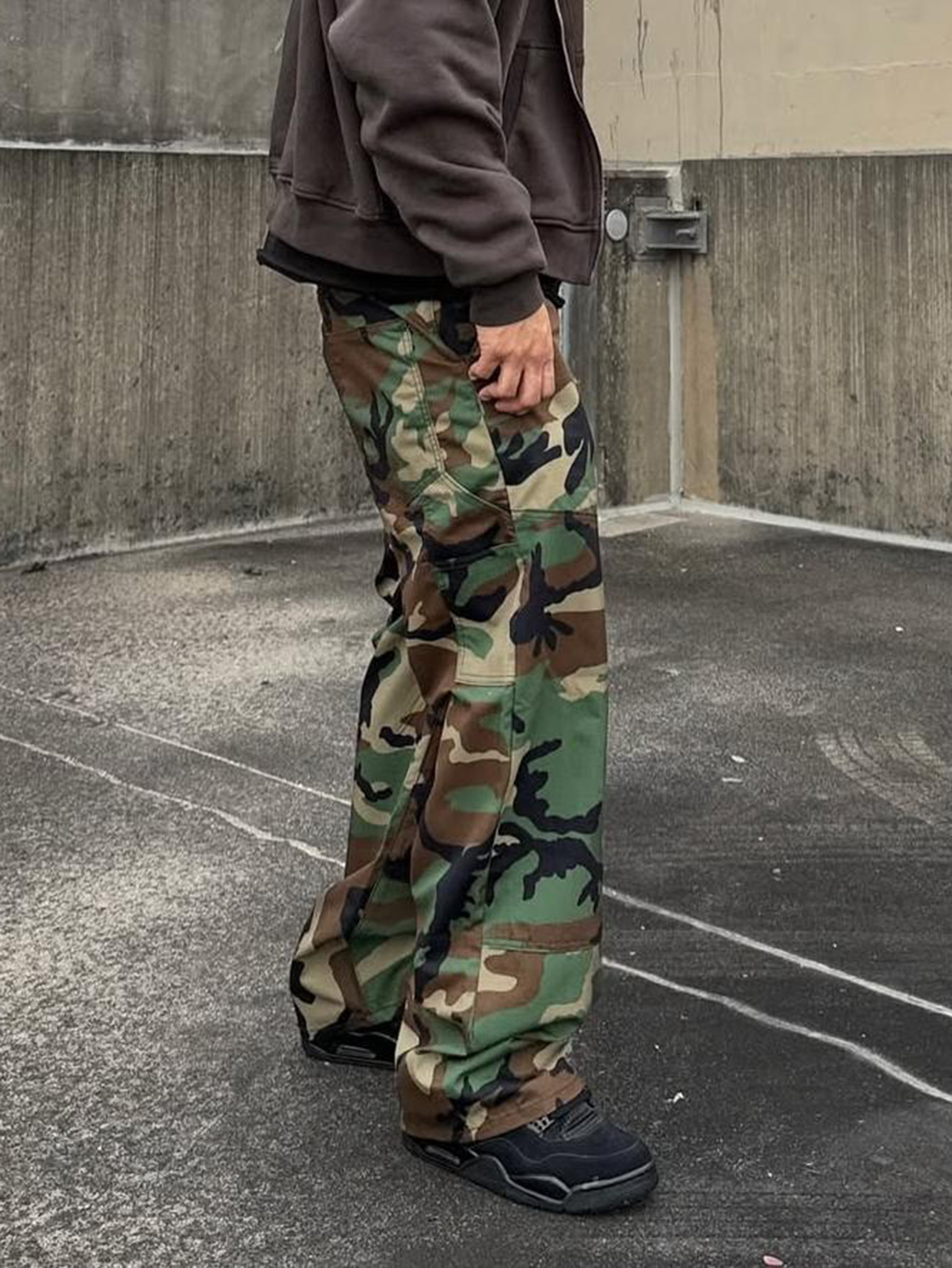 Herren Camouflage Cargohose Locker Geschnittene Arbeitshose_voghion.com