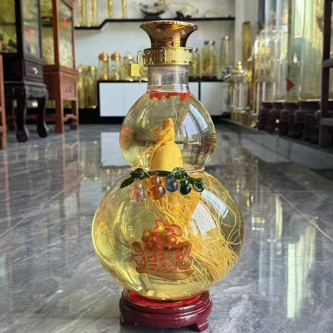 葫芦酒瓶高档泡酒玻璃瓶工艺酒瓶创意摆件家用空酒瓶人参泡酒瓶