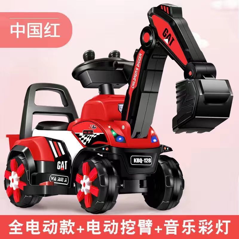 Excavadora para niños, excavadora para niños, juguetes para jugar con arena, excavadora eléctrica de cuatro ruedas, excavadora de simulación de tamaño grande