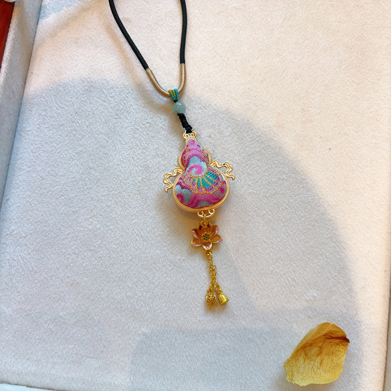 【成品】纯手工双面葫芦挂坠非遗宋锦真丝项链百搭小众高级感配饰|undefined