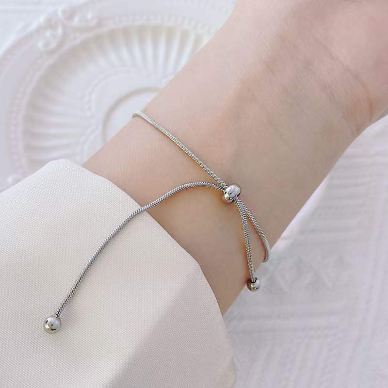 Korean-Style Niche Design Adjustable Drawstring Bracelet for Women, Retro Fashion Versatile Trendy Internet Celebrity Bracelet Jewelry Chain