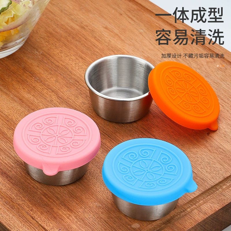 304 чашка для соуса из нержавеющей стали 40 мл может быть сопоставлен с силиконовой крышкой Пищевая силиконовая крышка окунутое блюдце