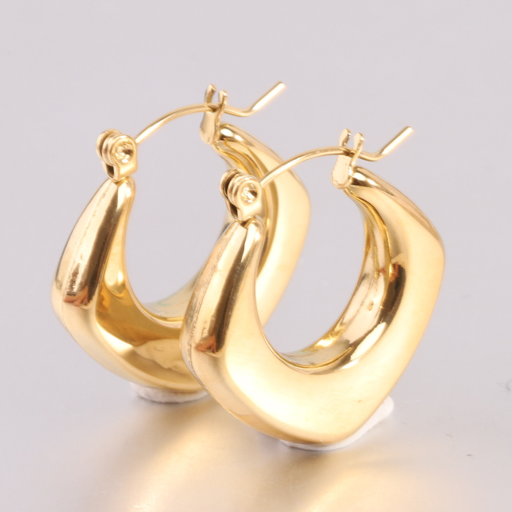 1 Pair Quantity 1 Pair Simple Style Solid Color Plating Titanium Steel 18k Gold Plated Earrings