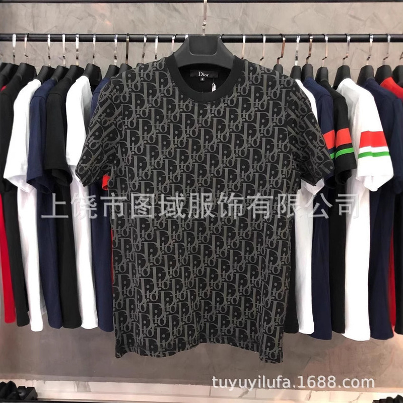 Di's Brand Full Logo Print Trendy Unisex Sports Casual Round Neck Short-Sleeve T-Shirt Top, One-Piece Drop Shipping, Casual and Versatile Di's Brand Full Logo Print Trendy Unisex Sports Casual Round Neck Short-Sleeve T-Shirt Top, One-Piece Drop Shipping, Casual and Versatile