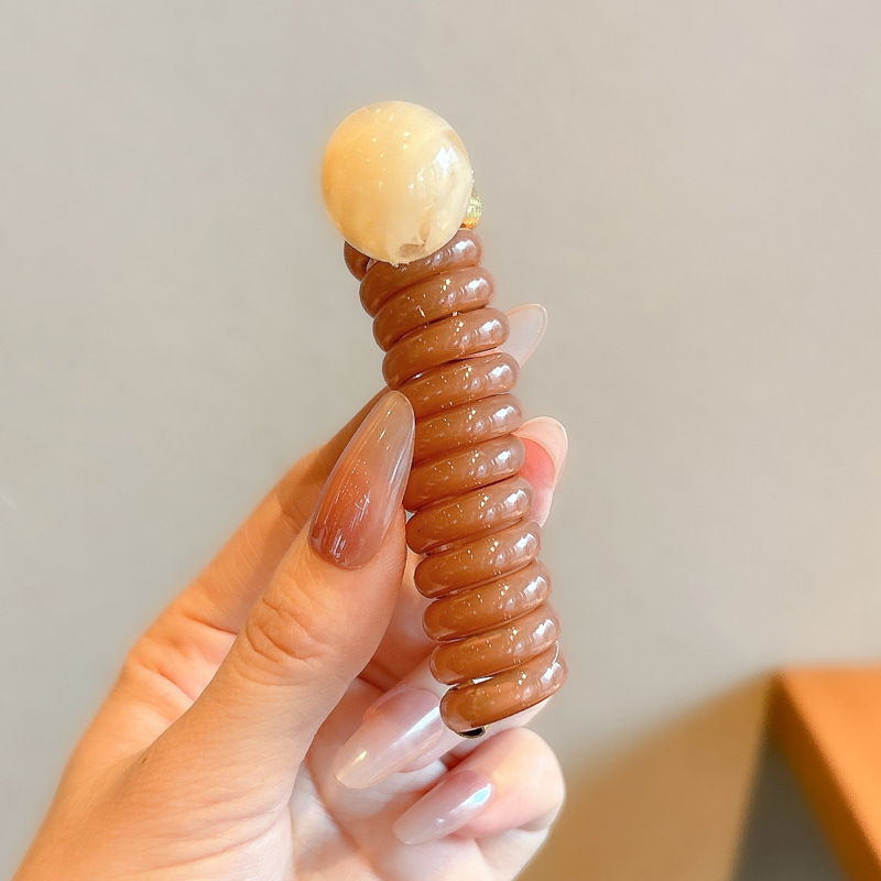 1# 커피 전화선 밀크 화이트 비즈 (약 7cm)