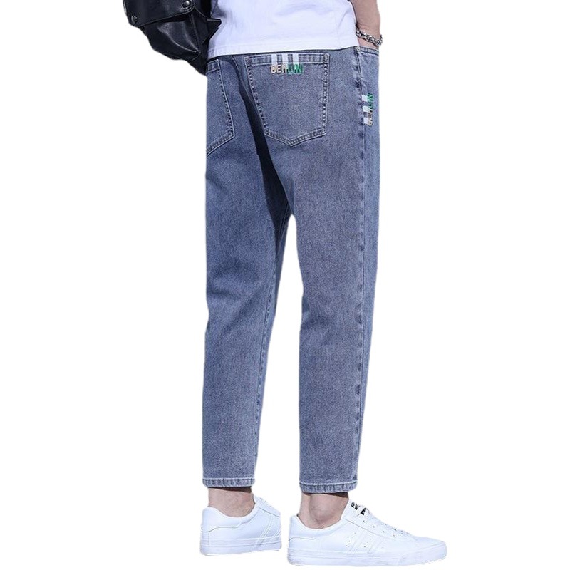 Pantalones Hombre Four Seasons marca de moda jeans recortados regulares del todo fósforo 2023 nuevos hombres sueltos rectos pantalones casuales moda