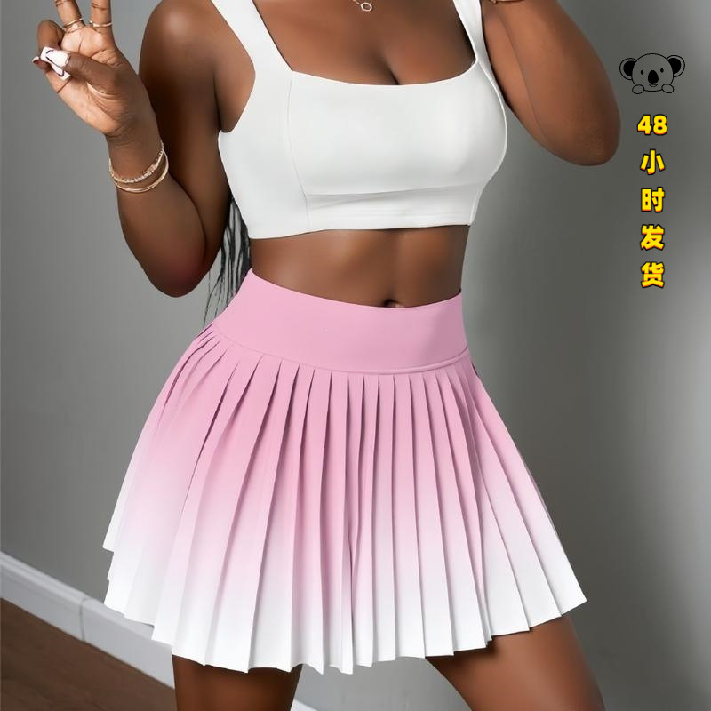 F 88654 Two-Tone Pocket Tennis Skirt Sports Short Skirt